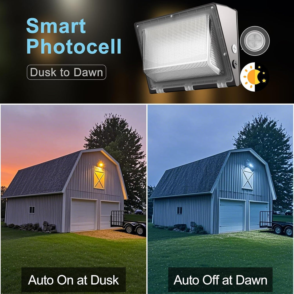 Lightdot 4Pack 200W LED Wall Pack Lights, 100-277v Dusk to Dawn with Photocell, 30000Lm(150Lm/W) 5000K IP65 Outdoor Exterior Lighting for Warehouse,Building,Yard,Factory,Garage, ETL(Height:15~30ft)