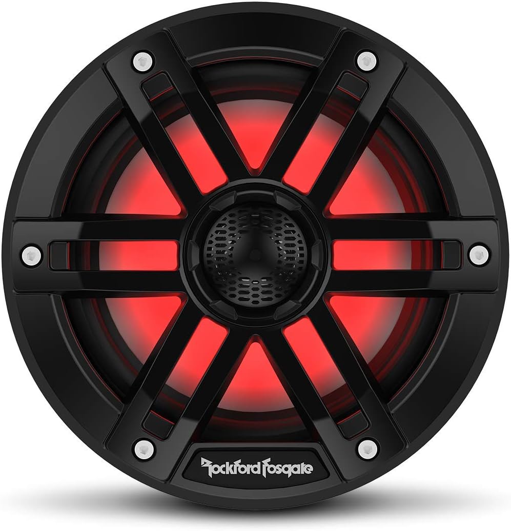 Rockford Fosgate M1-6B Color Optix 6” 2-Way Coaxial Multicolor LED Lighted Marine Speakers - Black (Pair)