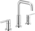 Delta Nicoli Chrome Faucet 3 Hole, 8 Inch Widespread Bathroom Sink Faucet for Vanity, Push-Pop Drain Assembly, Chrome 35849LF