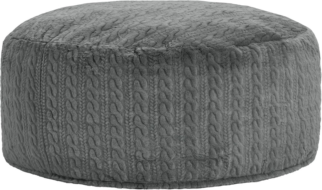 5FT Bean Bag Chair Giant Beanbag Chairs for Adults with Memory Foam Removable Cover Luxurious Braided Fabric, Adult Bean Bag Chairs for Living Room Bedroom Gaming Dorm Office（Grey,5FT-50"*50"*24"）