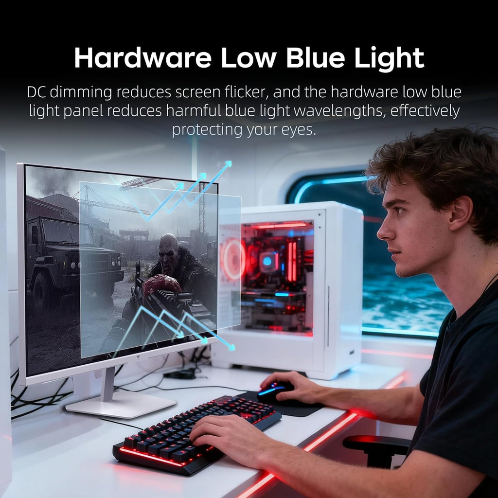 KTC 24 Inch 240Hz Gaming Monitor, FHD 1080p PC Computer Monitor with Fast IPS Panel, 1ms Adaptive Sync, HDR400, 116% sRGB, HDMI/DP/USB2.0 Port, Tilt Adjustment, VESA, Eye Care, White, H24F7