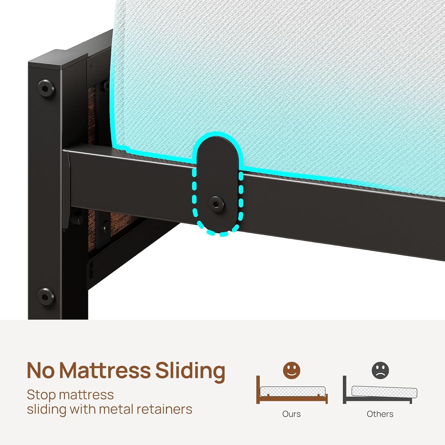 Rolanstar Bed Frame Full Size with Charging Station and LED Lights, Upholstered Storage Headboard with Drawers, Heavy Duty Metal Slats, No Box Spring Needed, Easy Assembly, Rustic Brown
