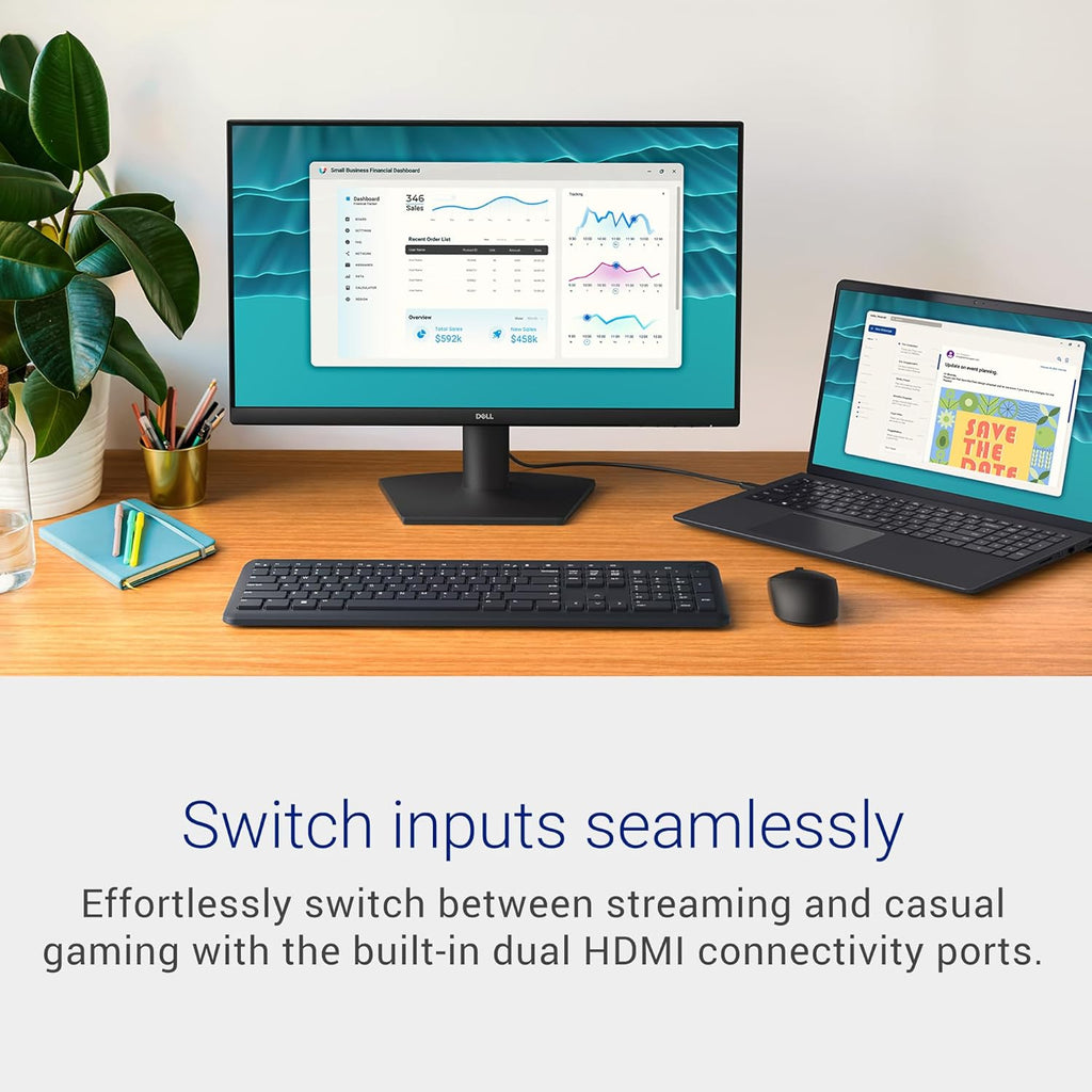 Dell 24 Monitor - SE2426H - 23.8-inch FHD (1920x1080) 144Hz 1ms Display, in-Plane Switching (IPS) Technology, AMD FreeSync™, TÜV 3-Star 2X HDMI, Tilt