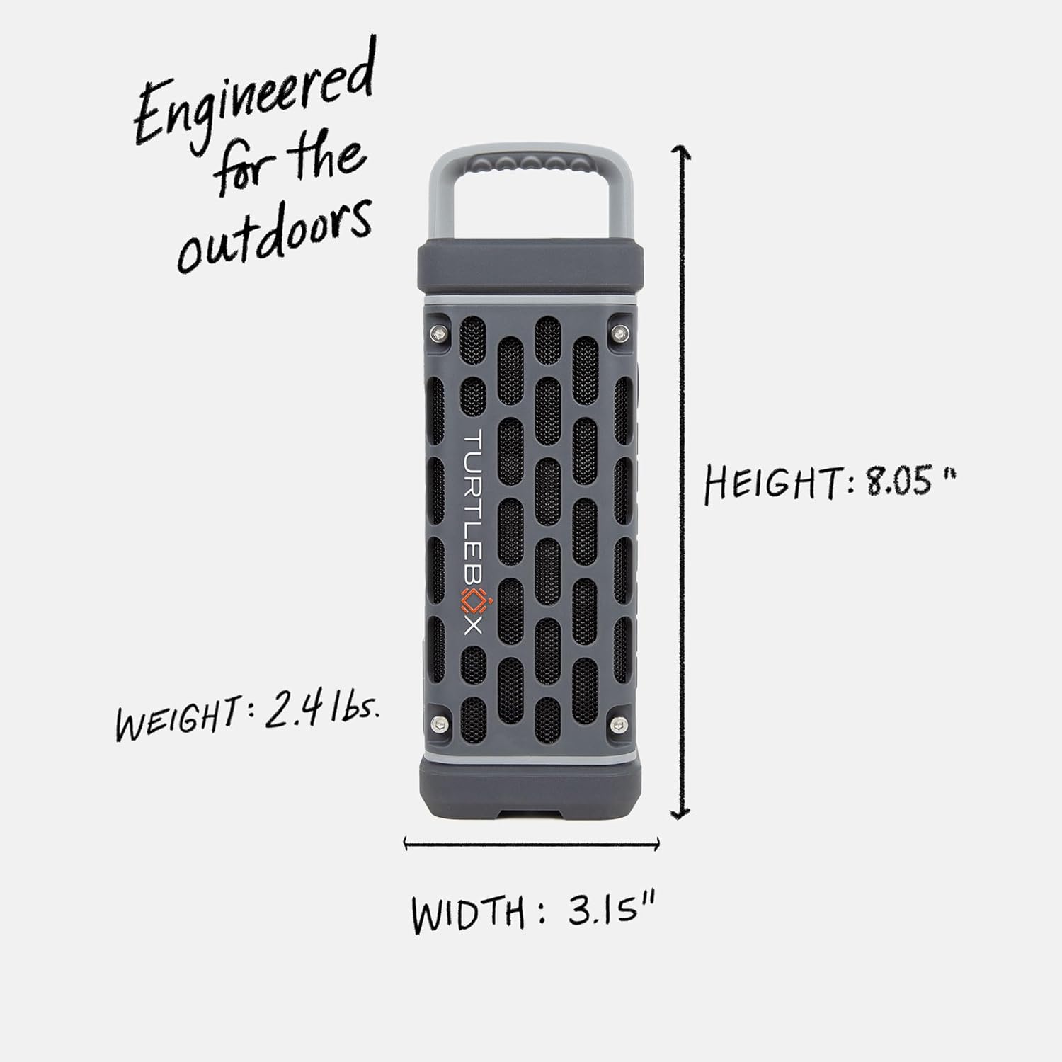 Turtlebox Ranger: Loud! Outdoor Portable Bluetooth 5.4 Speaker | Rugged, Waterproof, Ultra-Portable | Plays to 105db, Deep Bass, Shockproof, Unlimited Pairing for Full Stereo Experience, Gray