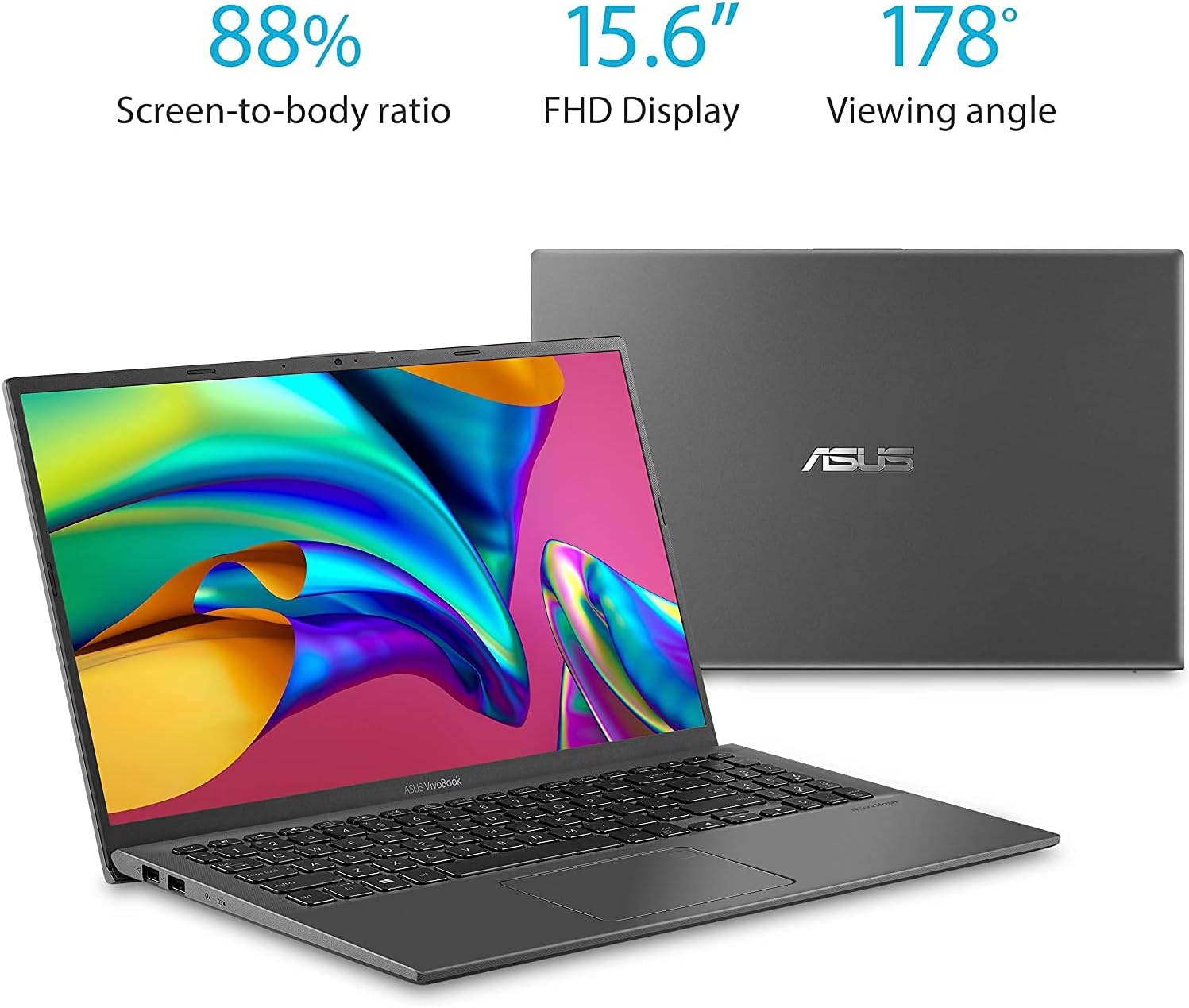 ASUS Vivobook 15.6” FHD Laptop 2-Core AMD Ryzen 3 3250U AMD Radeon Graphics 4GB DDR4 512GB NVMe SSD USB-C w/DP 802_11_BGN BT Webcam HDMI1.4 Backlit KB Fingerprint Windows 10 Pro w/RE USB