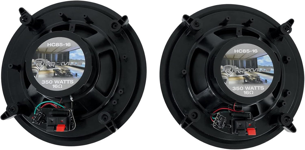 Rockville HC85-16 Black 8 in 700 Watt in-Ceiling Home Theater Speakers 16 Ohm, Aimable Tweeter, Paintable Grills, High Power, for Home Audio Systems, 6-Piece
