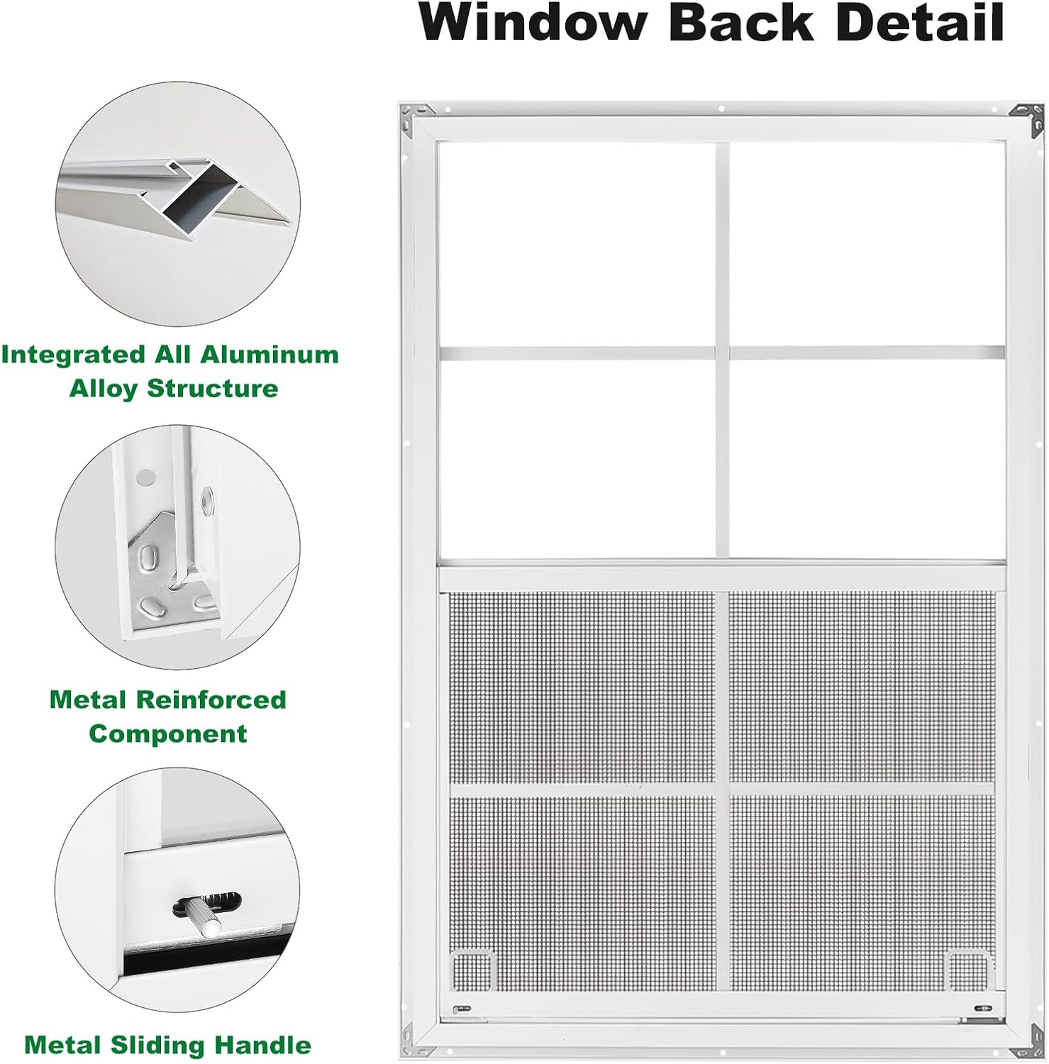 24" x 36" Shed Windows 2 Pack, Small Sliding Window with Tempered Glass & Metal Mesh Screen, Flush Mount Windows for Shed Chicken Coop Barn Household Garage Basement Cabin Playhouse