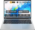 Auusda 16" Traditional Laptop Computer, i3 Processor 16GB RAM 1TB SSD Silver Laptops Notebook with Backlit Keyboard, Fingerprint, WiFi 6 Bluetooth 5.3 Laptops for Students & Office USB-C Port
