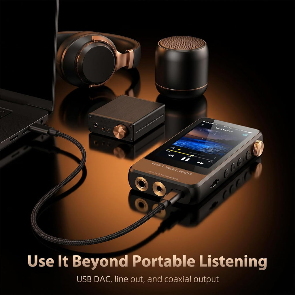 HIFI WALKER H20 Pro Hi-Res Music Player with Bluetooth, Digital Audio Player with 3.2" Touchscreen, Dual DAC, 3.5mm & 4.4mm Balanced Output, USB DAC, 64GB Micro SD Card Included