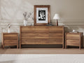 CHUWELL 3-Piece Bedroom Dresser Set-9 Drawer Dresser & 2 Nightstands,47" Wide Walnurt Dresser and Night Stands with Solid Wood Cylindrical Legs,Rustic Wooden Storage for Bedroom