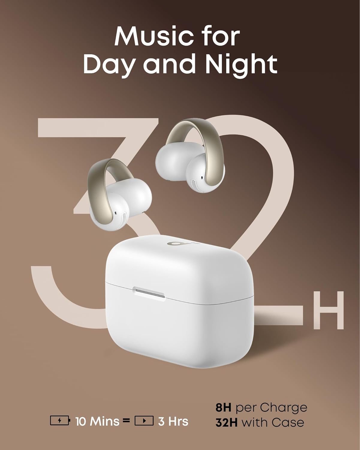 Soundcore AeroClip by Anker, Open-Ear Earbuds, Clip-On Headphones, Adaptive Comfort, Clear Calls with 4 Mics and AI, Stable Fit, 12mm Drivers for Powerful Bass, Hi-Res, Open-Ring Design