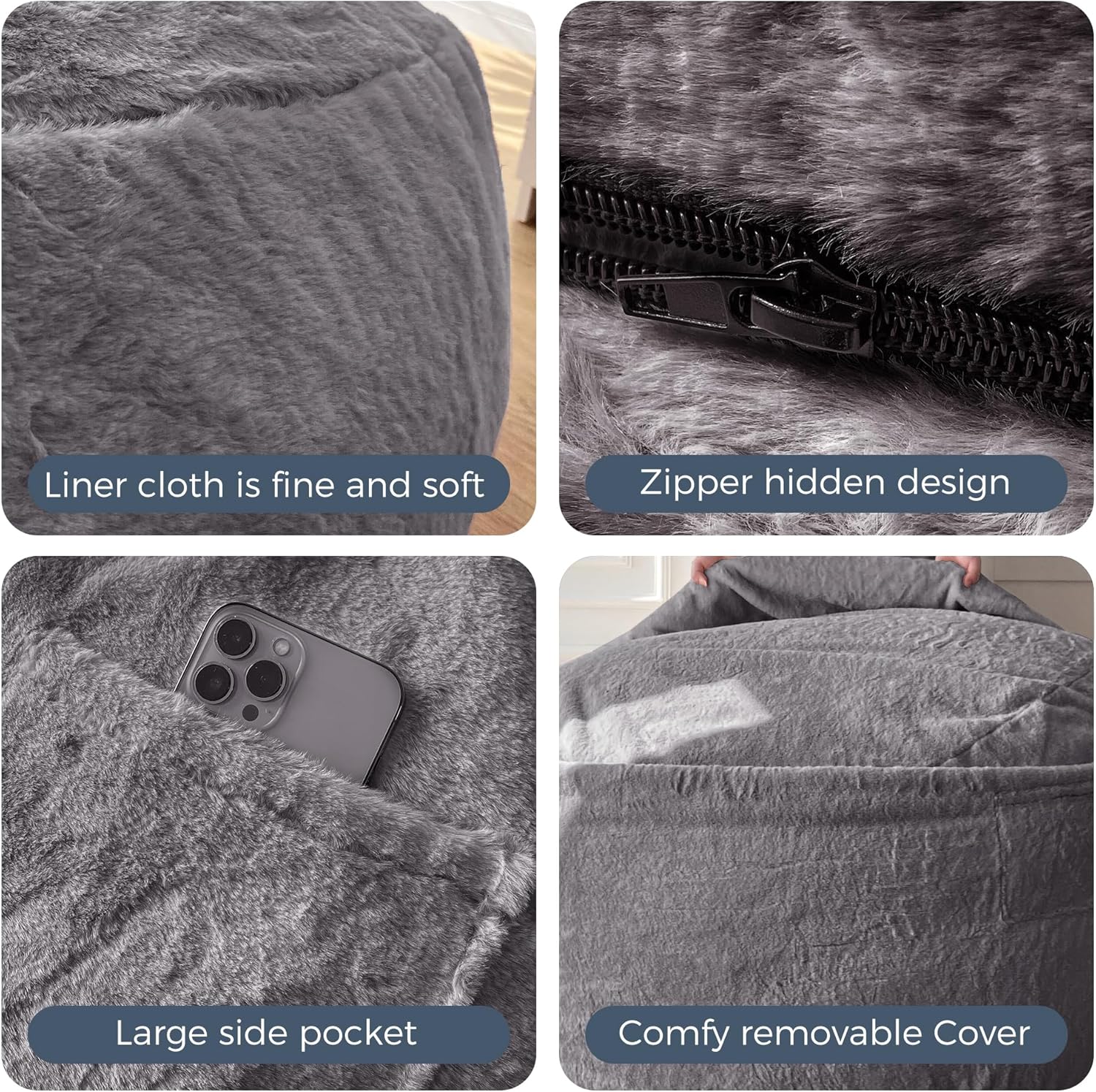 MAXYOYO Giant Bean Bag Chair Bed for Adults, Convertible Beanbag Folds from Lazy Chair to Floor Mattress Bed, Large Floor Sofa Couch, Big Sofa Bed, High-Density Foam Filling, Machine Washable