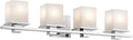 Kichler Tully 32" Vanity Light in Chrome, 4-Light Modern Bathroom Light with Satin Etched Cased Opal Glass, (32" W x 6.5" H), 45152CH