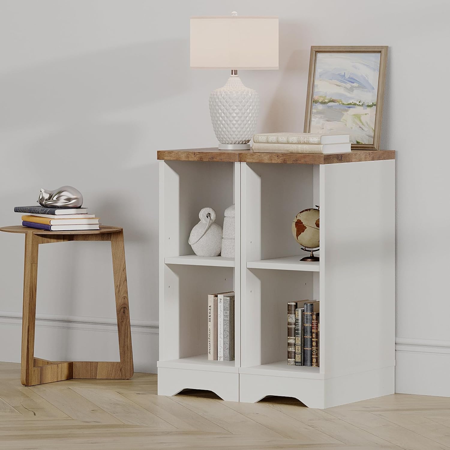 WAMPAT 3-in-1 Modern Farmhouse TV Stand for up to 95" TV, 25.6" H Wood Entertainment Center with Sliding Barn Door and Adjustable Media Storage Shelf for Living Room, Antique White