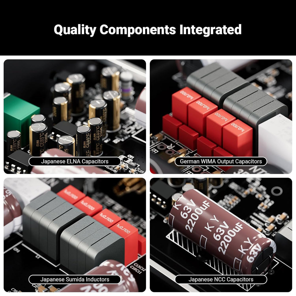 Fosi Audio V3 Stereo Amplifier Home Audio 300 Watts x2 Power TPA3255 Class D Mini Speaker Amp 2 Channel Audio Component for Passive Bookshelf Tower Speakers Desktop Home Theater with 48V Power Supply