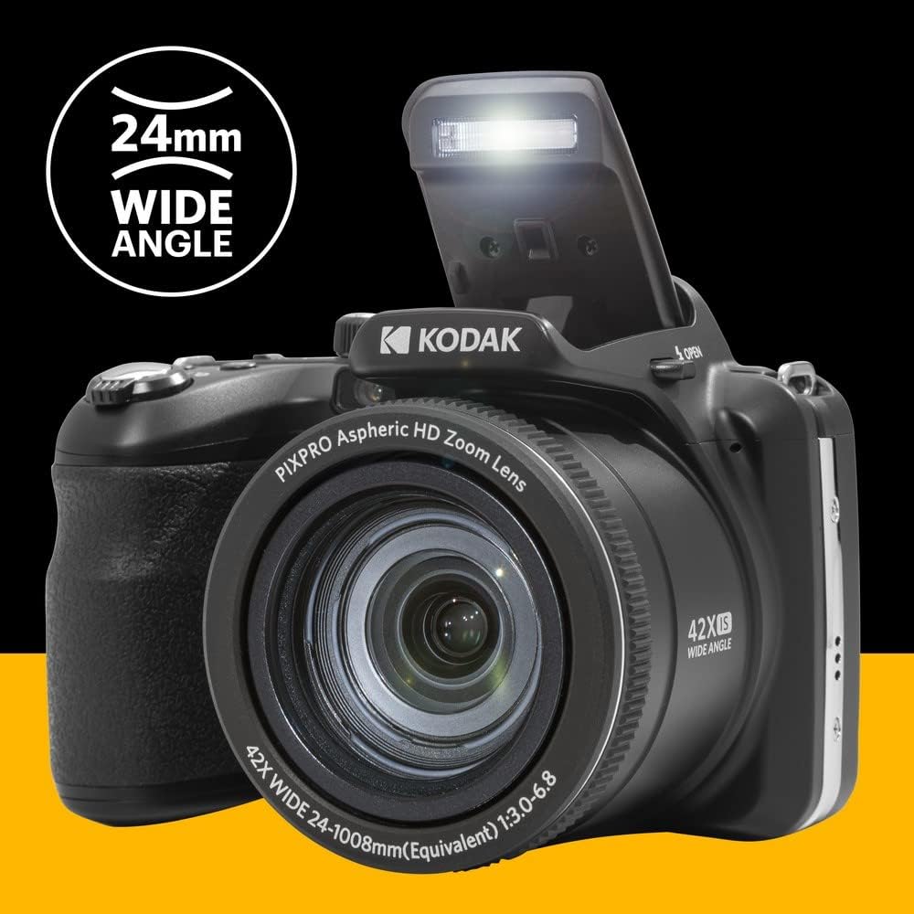 KODAK PIXPRO AZ425 Digital Camera, 42x Optical Zoom Bridge with 20MP BSI Sensor, Li-Ion Battery, OIS, 1080p Full HD Video, Black