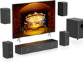 Wooden 5.1.2 Sound Bars, 4 Surround Speakers Wired, Virtual Surround Sound System, Soundbar for Smart TV Speaker w/5.25'' Wired Subwoofer, Home Theater, ARC/Opt/BT/AUX, HiPulse N512