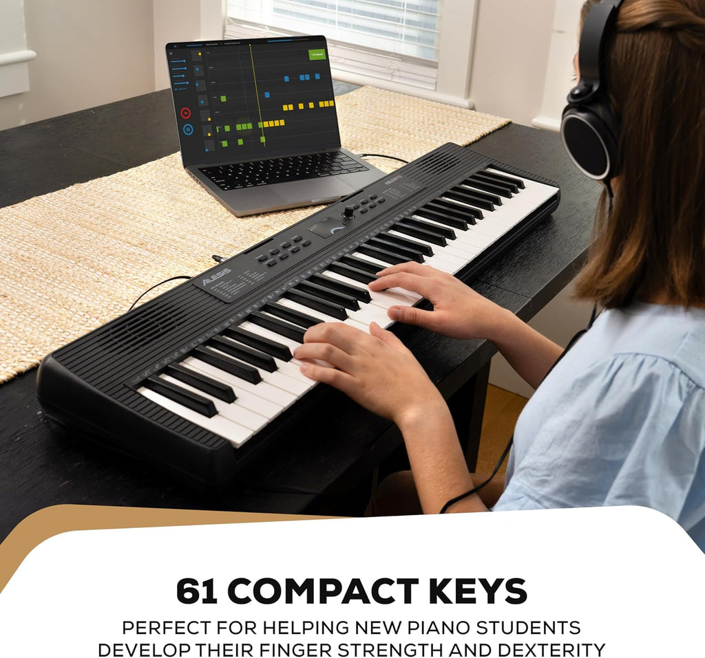 Alesis Melody 61 MK4 Keyboard Piano for Beginners with 61 Keys, Speakers, Stand, Bench, Headphones, Tablet/Sheet Music Stand, 300 Sounds and Music Lessons