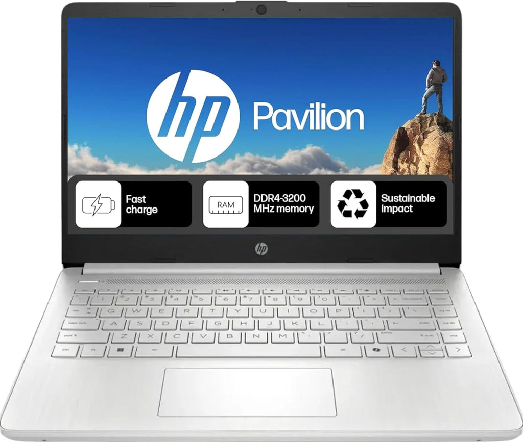 HP Home and Student Essential Laptop with Microsoft 365-8GB RAM - Intel Inside | Anti-Glare Display, 64GB SSD, Fast Charge and 12hrs Battery, high Performance, no Mouse
