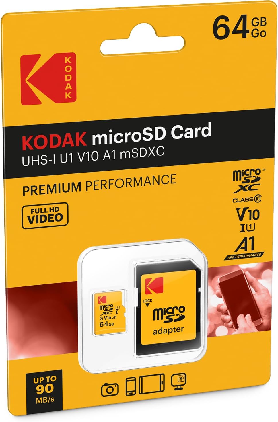 Kodak 64GB 10-Pack MicroSDXC Card, Class 10 UHS-I U1, with Adapter 10x Write Speed (10-Pack)