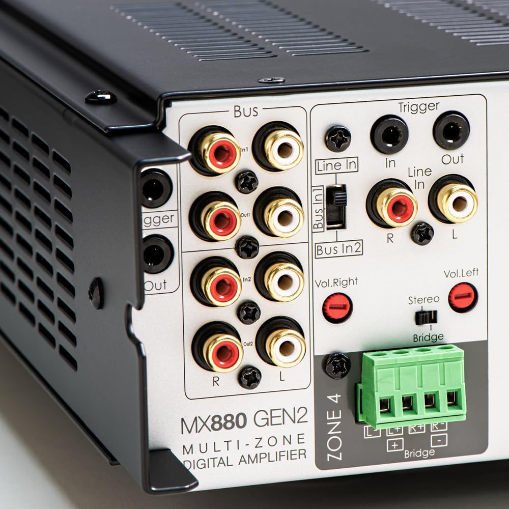 OSD Audio 4-Zone 8-Channel Amplifier with 4 in-Wall 100W Rotary Volume Controls – Multi-Room Audio System with Impedance Matching, 80W RMS per Channel, Bridgeable, Rack Mountable