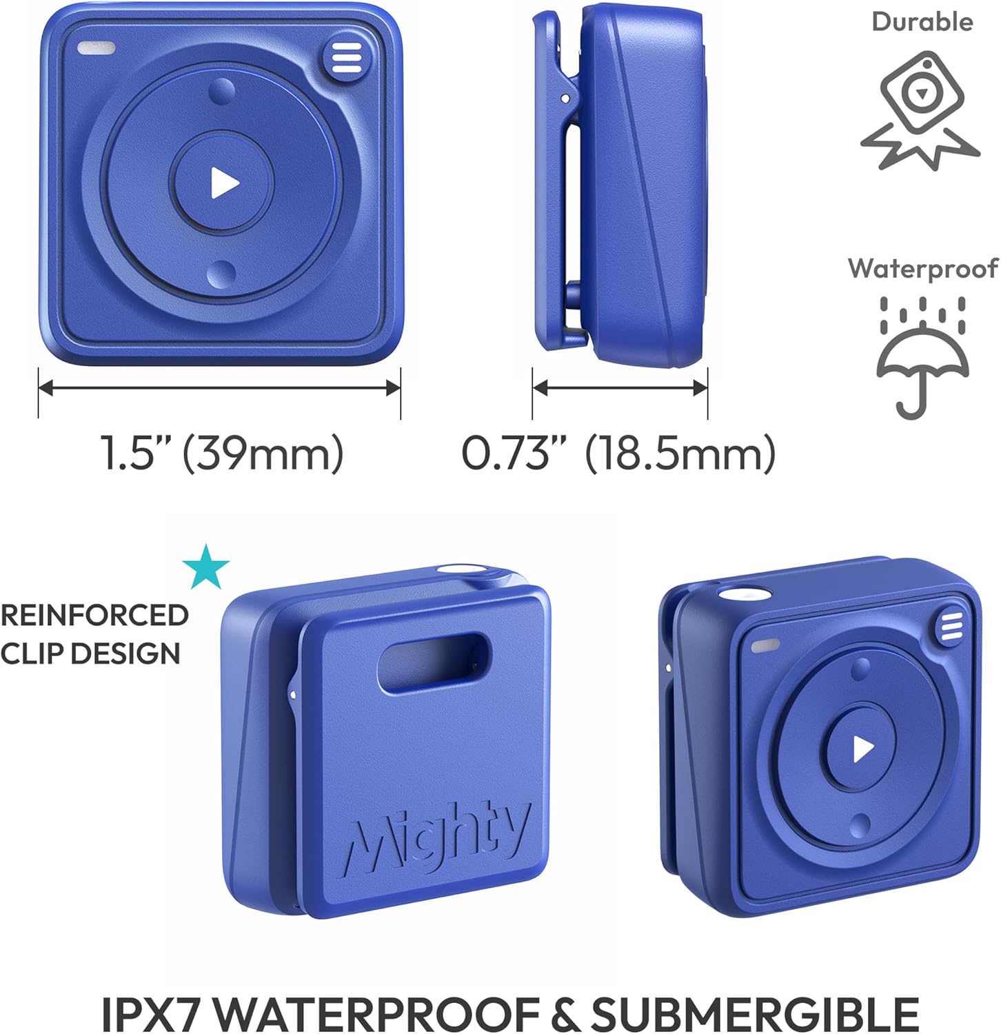 Mighty Wave Waterproof IPX7 Amazon Music Player - Includes Waterproof Wired Headphones - Perfect for Swimming with Music