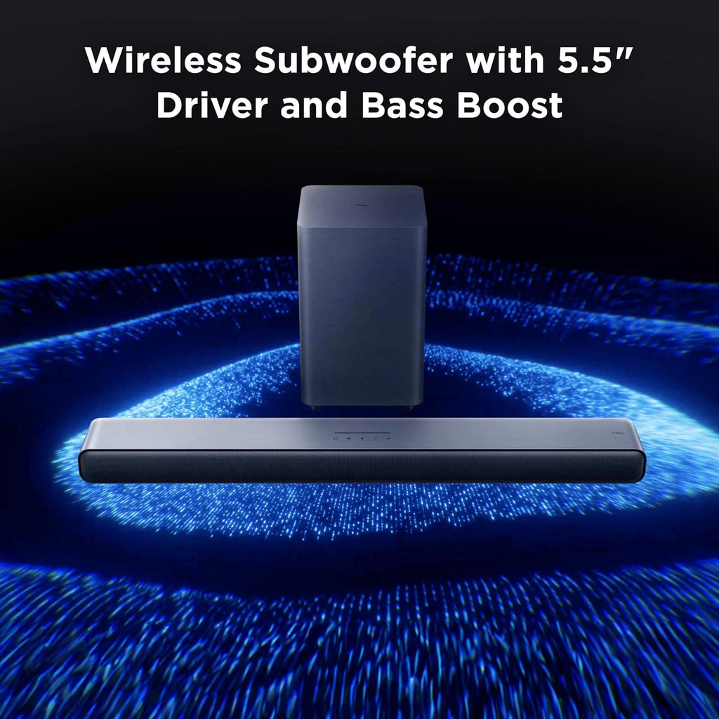 TCL S55H 2.1 Sound Bar with Wireless Subwoofer for Smart TV | Dolby Atmos DTS:X Auto Room Calibration| 220W Power Wireless Bluetooth Home Theater Audio | App Control & Remote Control | Latest Model