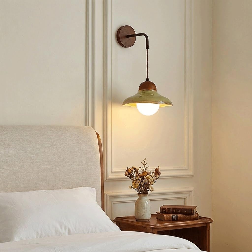 Mid-Century Artisan Iron Sconce, Handcrafted Industrial Wall Hanging Lamp with Rich Walnut Texture Finish; Elegant Decorative Lighting Fixture for Sophisticated Bedroom, Corridor and Studio