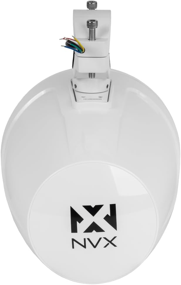 NVX MVTSP8W (Pair) - 750W Peak (250W RMS) 8" V-Series 2-Way Marine Tower Speakers with LED Lighting & 359° Swiveling Clamps - Sport White