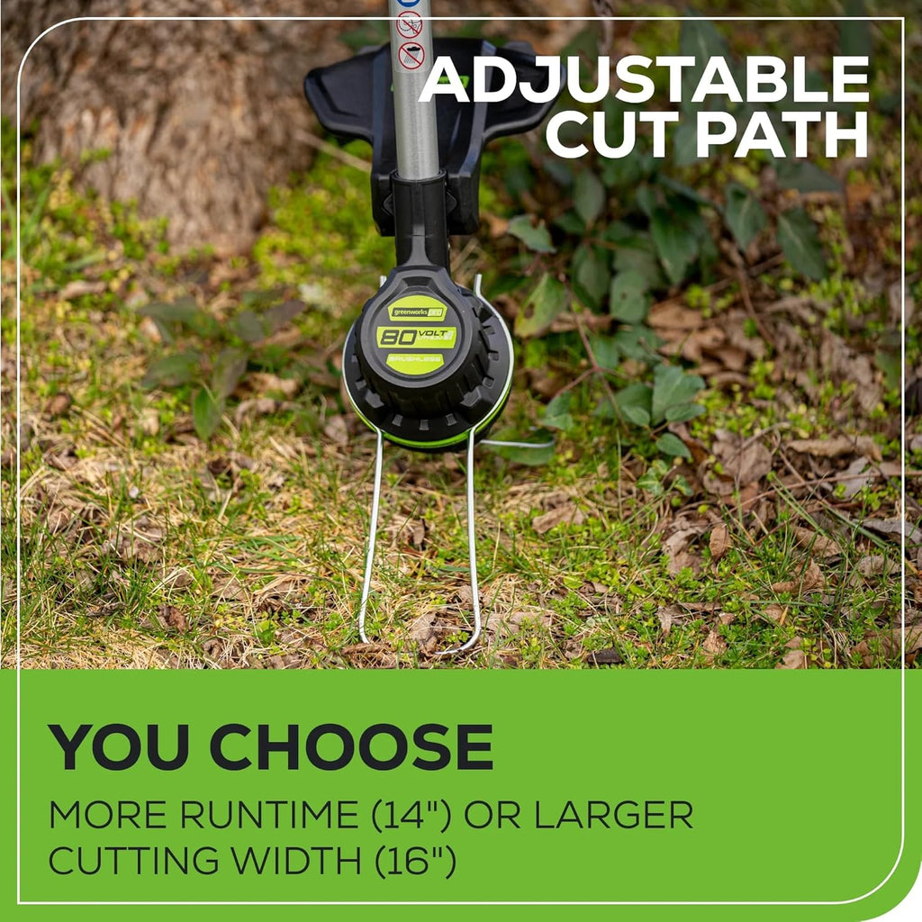 Greenworks 80V 16" Brushless Cordless String Trimmer – Battery & Charger Not Included, .080" Dual Line, Variable Speed, Lightweight Design, 4-Year Warranty