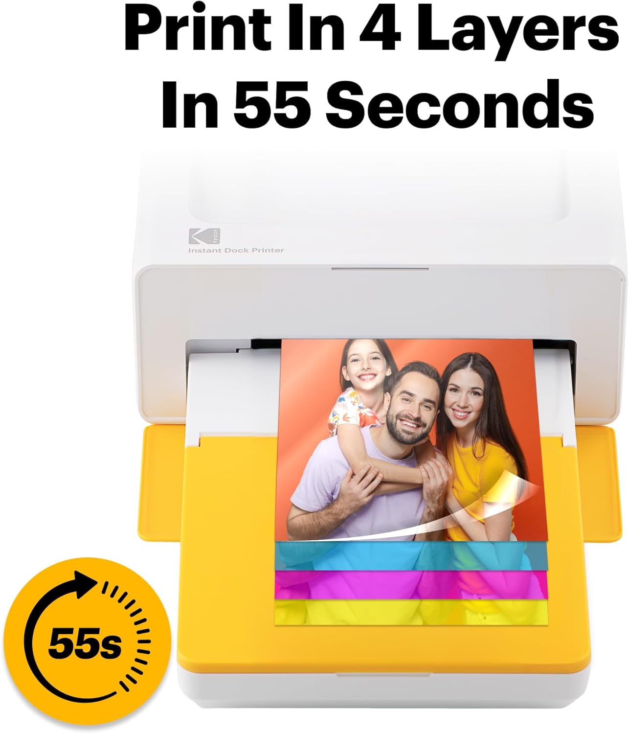 KODAK Dock Plus 4x6'' Photo Printer, 130 Sheets, Docking & Bluetooth Smartphone Printer for iPhone & Android, Instant Color Prints, 4PASS Dye Sublimation