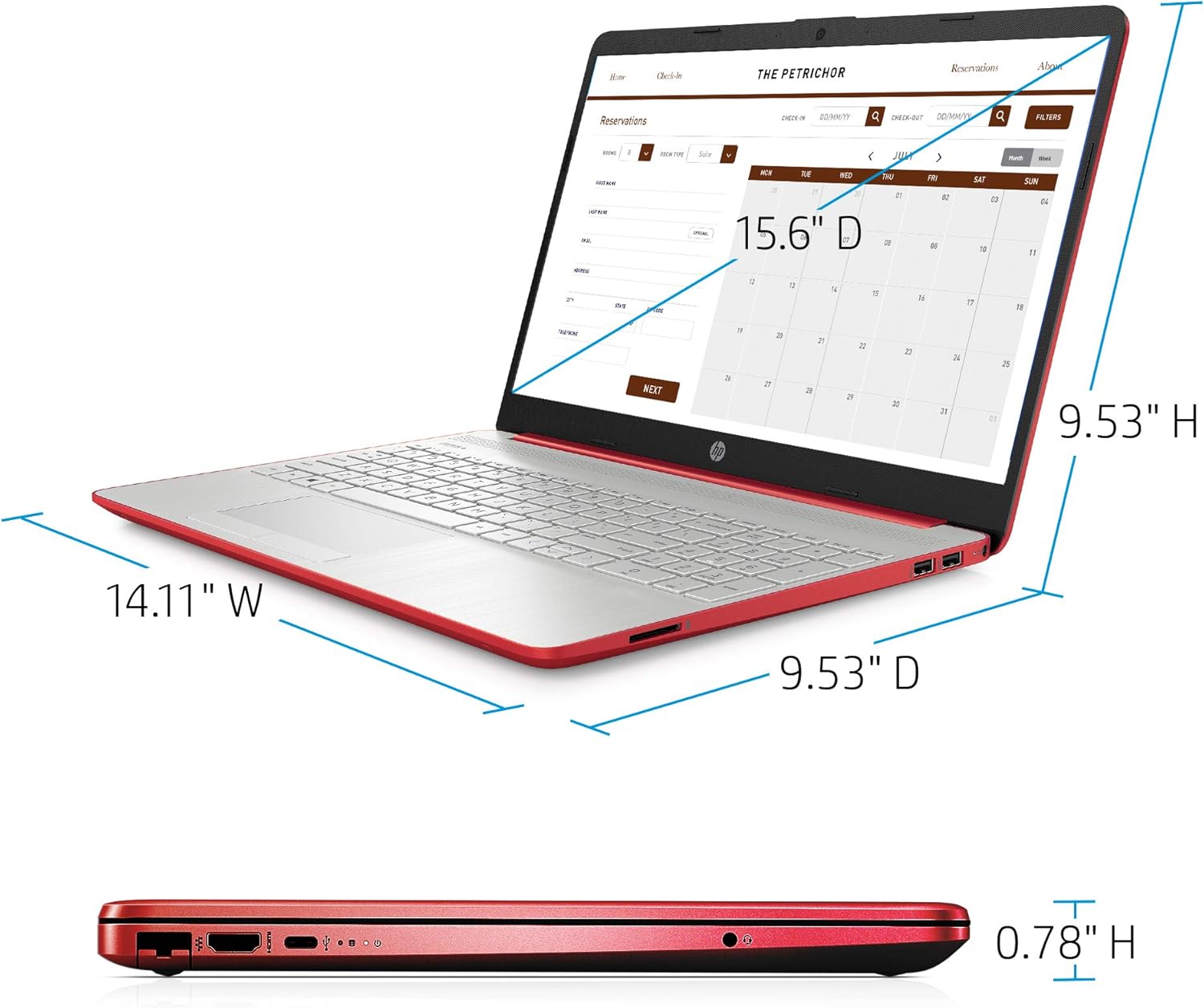 HP Pavilion Intel Pentium Silver N5000 4GB 128GB SSD Windows 10 Laptop Red