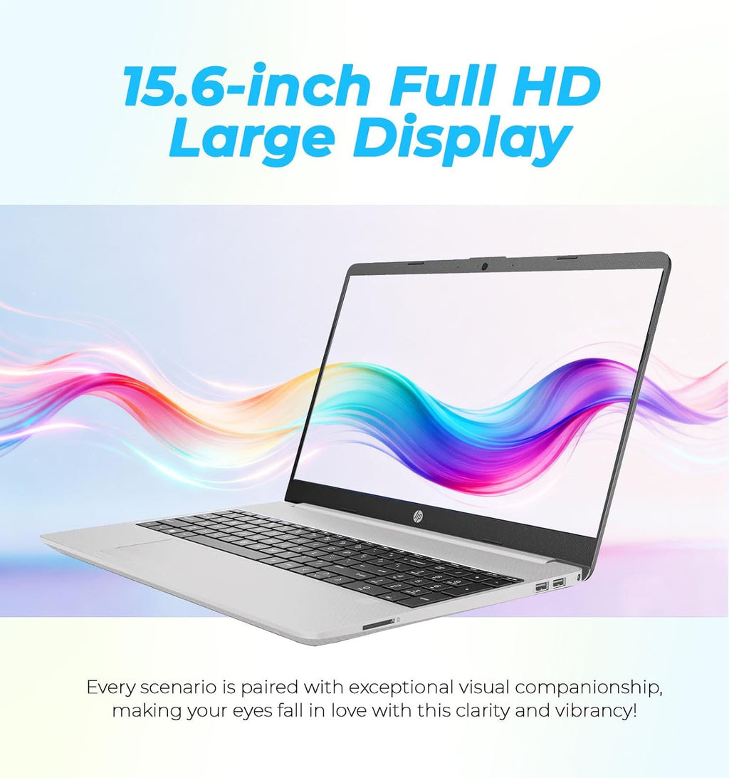 HP Latest 15.6" FHD Business Laptop, Intel Dual Core Processor Series, 8GB RAM | 256GB PCIe SSD, Wi-Fi 6, Copilot AI, SD Card Reader, Win11 Pro with Office 365 for The Web, for Work&Study
