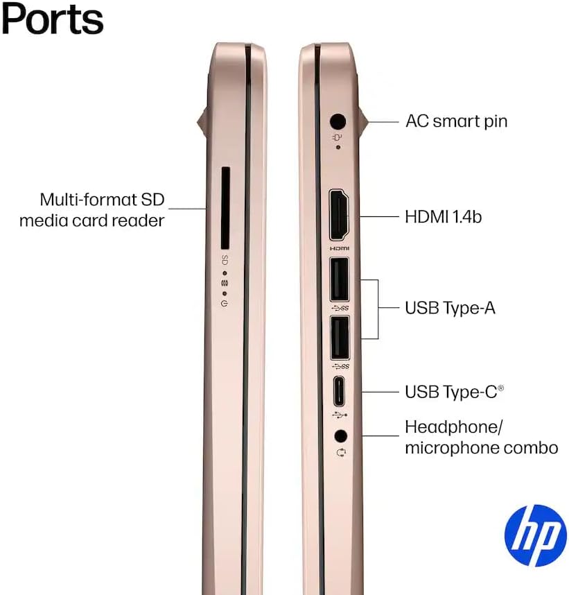HP 14" Business Laptop, 1-Year Office 365 with Copilot AI, 16GB RAM 576GB Storage (64GB SSD+512GB SD Card), Dual-Core Intel Processor, Windows 11, PLUSERA 8-in-1 Hub Included, Rose Gold