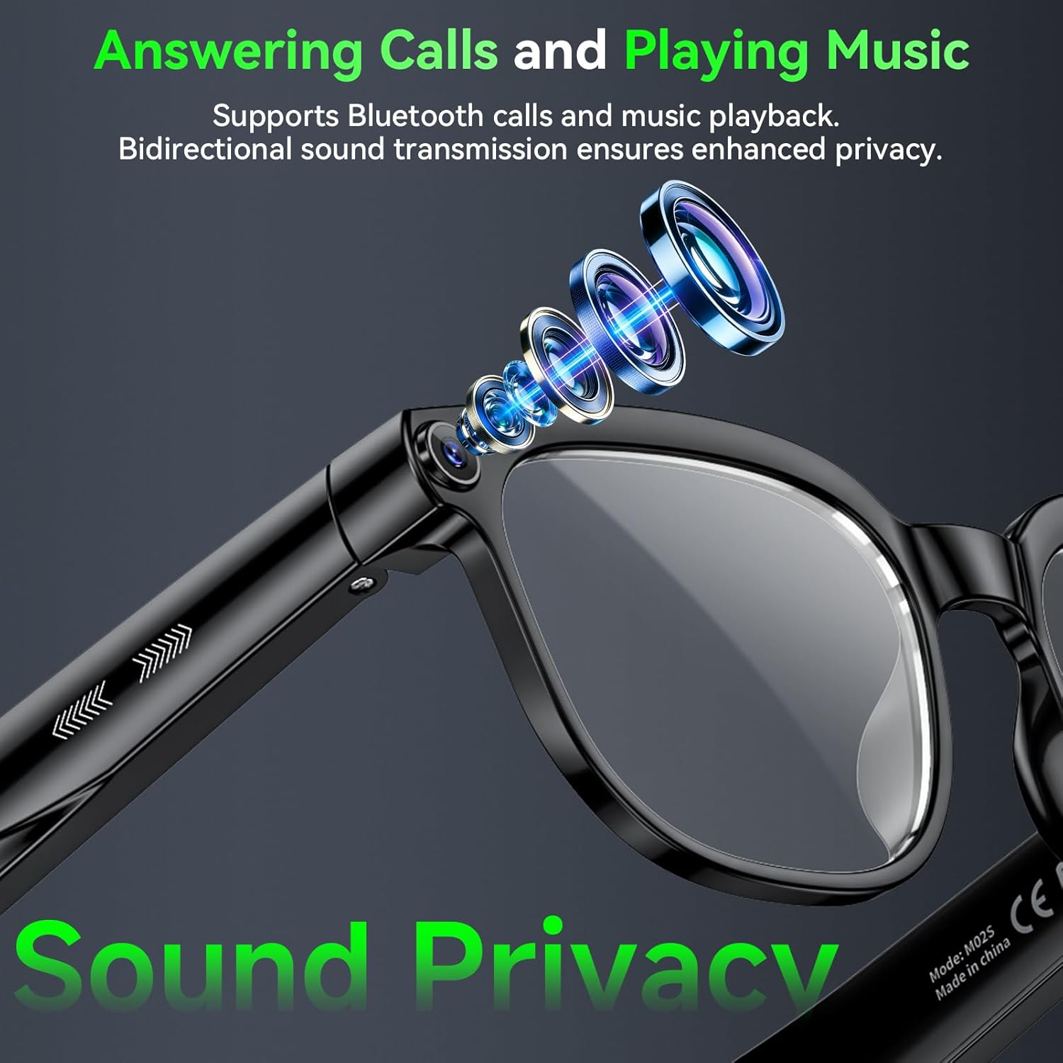 Hwagol Smart Glasses with Camera, 8MP HD Photo and Video Recording,AI Glasses with Real-Time Translation/Object Recognition/AI Voice Q&A/Recording, Calls and Music,UV & Blue Light Protection (Clear)