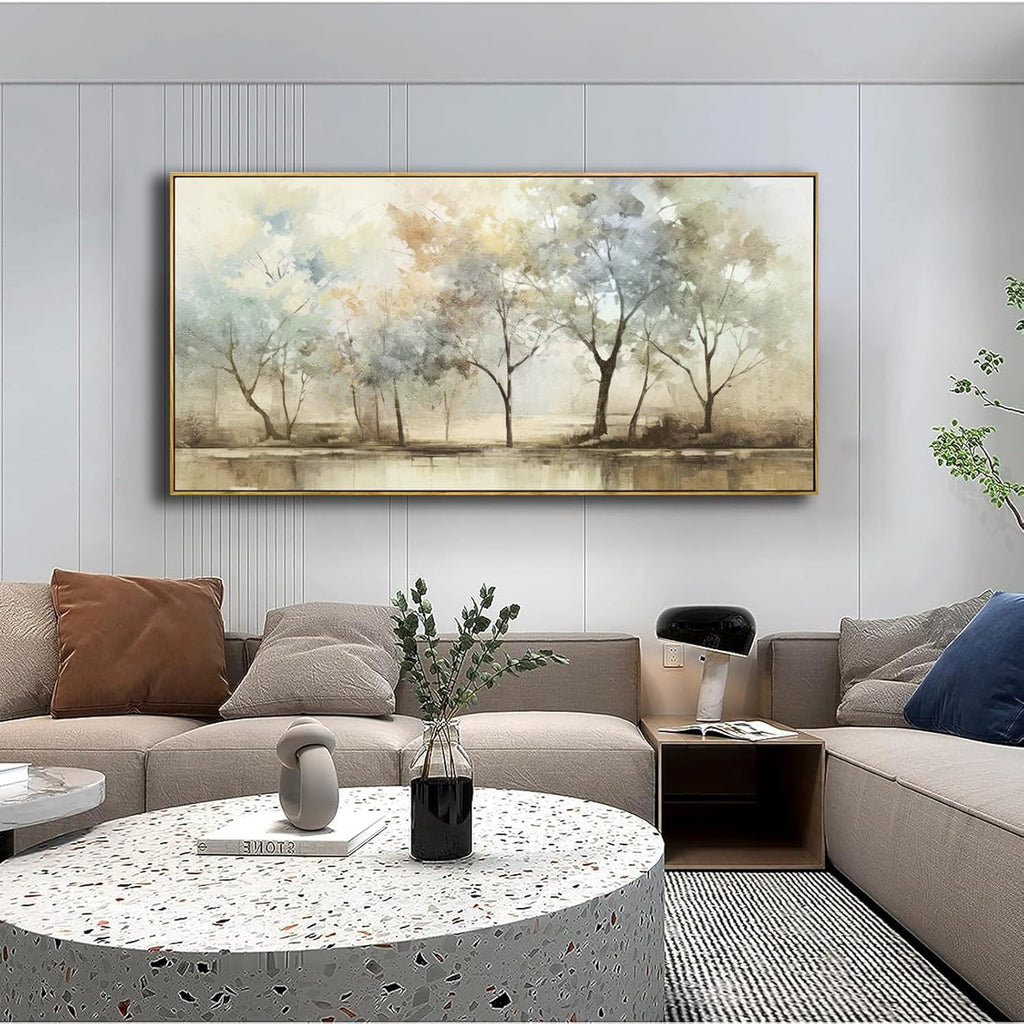 VHMING Abstract Wall Art Artwork Retro Trees Pictures Decor Canvas Painting Framed Ready to Hang Living Room Bedroom and Office Wall Decor 30x60 Inch
