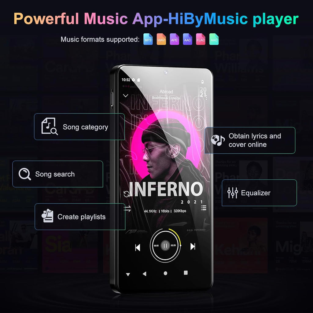 144GB MP3 Player with Bluetooth and WiFi, Android 13.0 System, Bluetooth 5.0, Oilsky Music Player with Spotify,Pandora,Amazon Music, 13PM Camera, 5.5" Touch Screen MP4 MP3 Player with App, Up to 1TB