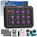 MICTUNING P1C RGB 12 Gang Switch Panel, IP67 Waterproof 4 Control Modes LED Control Panel Box Electronic Relay System Switch Box Universal for Car Boat Marine Caravan, 2 Years Warranty