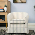 Christopher Knight Home Modern 360-Degree Swivel Accent Chair, Fabric Upholstered Club Chair, Comfy Reading Chair for Living Room, Bedroom Office, Beige/Blue Stripe