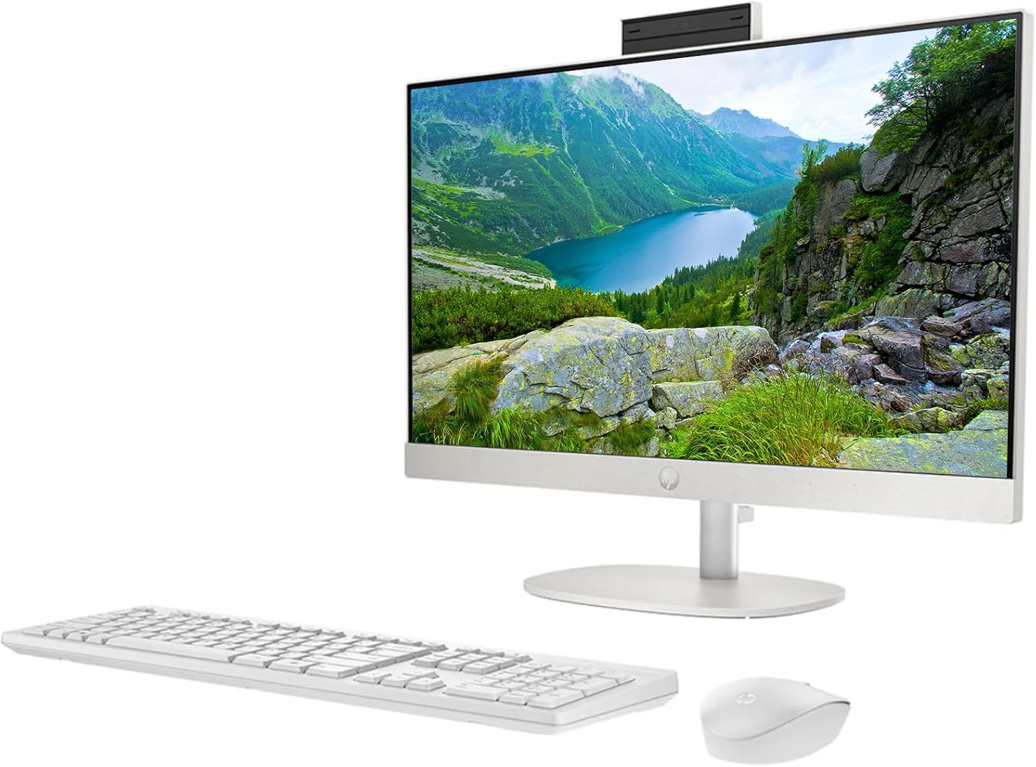 HP 27" All-in-One Desktop Computer, FHD IPS Touchscreen, AMD Ryzen 5 7520U Processor, 16GB LPDDR5, 256GB SSD, Wi-Fi 6, HDMI, USB-C, Ethernet RJ-45, Wireless KB& Mouse, Windows 11 Home