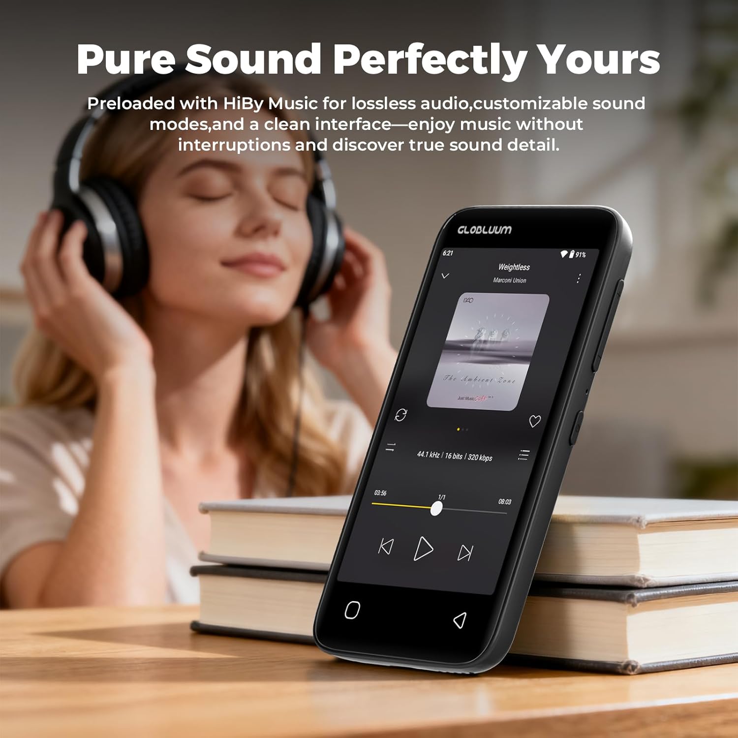 160GB MP3 Player with Bluetooth 5.0 and WiFi, Music Player with Spotify, Audible, Amazon Music, Pandora, Libby, Spotify Kids, 4" Touchscreen Android MP4 Player with HiFi Sound (Glossy Black)