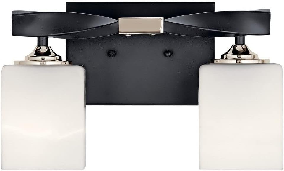 KICHLER Marette 13.5 " 2 Light Vanity Light with Satin Etched Cased Opal Glass in Brushed Nickel