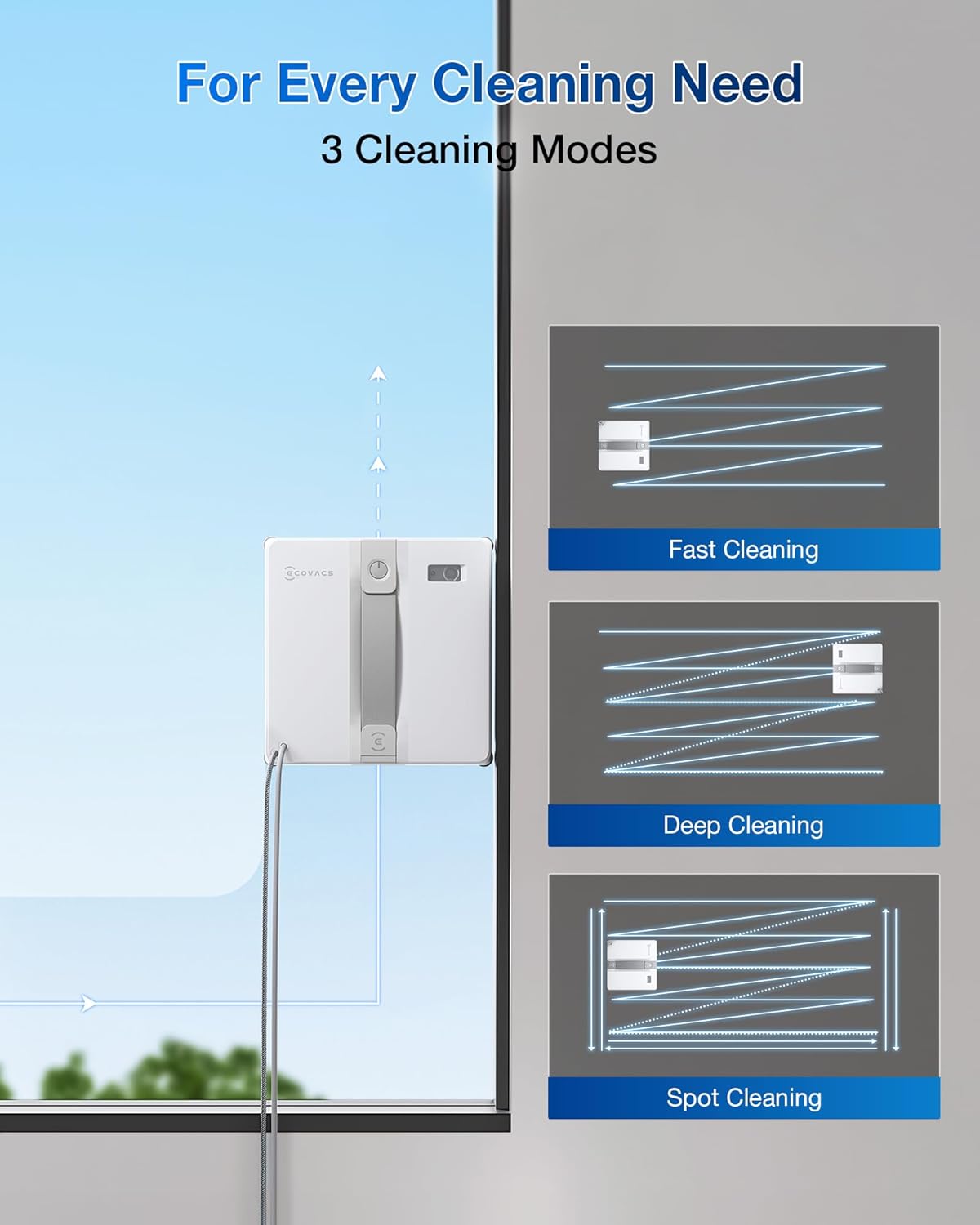 ECOVACS (2026 Version) WINBOT Mini Window Cleaning Robot - Compact Design, Dual Nozzles with Ultrasonic Spray, 9-Stage Protection System, Intelligent Path Planning, 3 Cleaning Modes