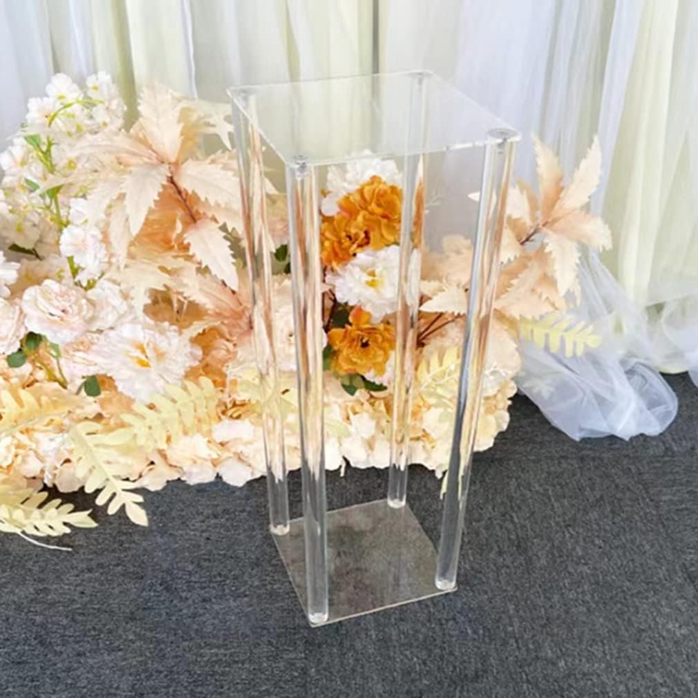 10 Pcs Wedding Centerpieces Acrylic Vases Clear Column Flower Vase Flowers Stand 7.87'' x 7.87'' x 23.6'' Rectangular Flower Display Table Flower Stands for Wedding Party Events Reception Table Decor