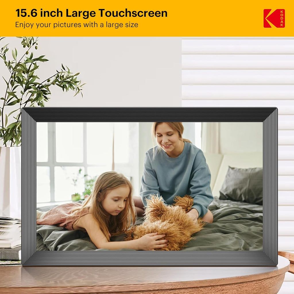 KODAK 15.6 Inch WiFi Digital Picture Frame, FHD 1080P IPS Touch Screen Photo Frame with 32GB Storage, App/Email/Google Photos Sharing, Video & Music Playback, Smart Calendar Weather, Gift for Mom