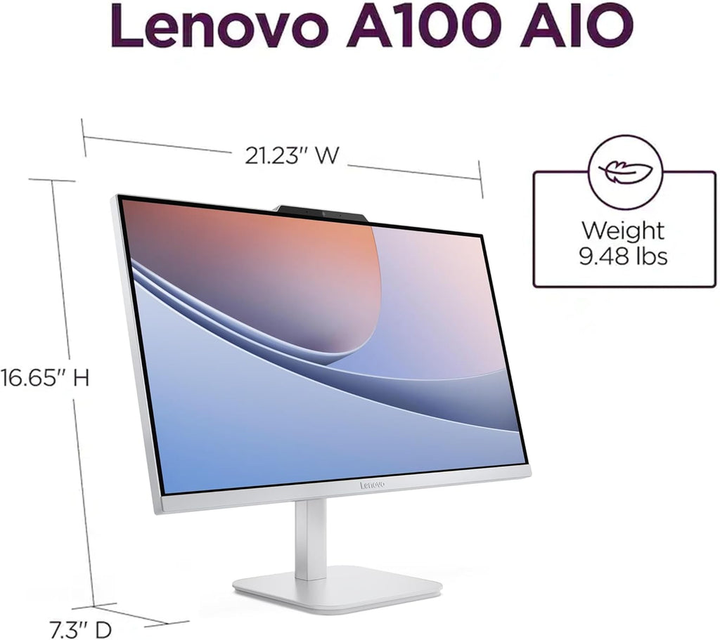Lenovo 24" FHD All-in-One Desktop Computer for Home & Office, Intel Processor, HDMI, WiFi 6, Bluetooth 5.2, Business AIO, Vent-Hear, Wireless Keyboard & Mouse, Windows 11 (8GB RAM | 256GB SSD)