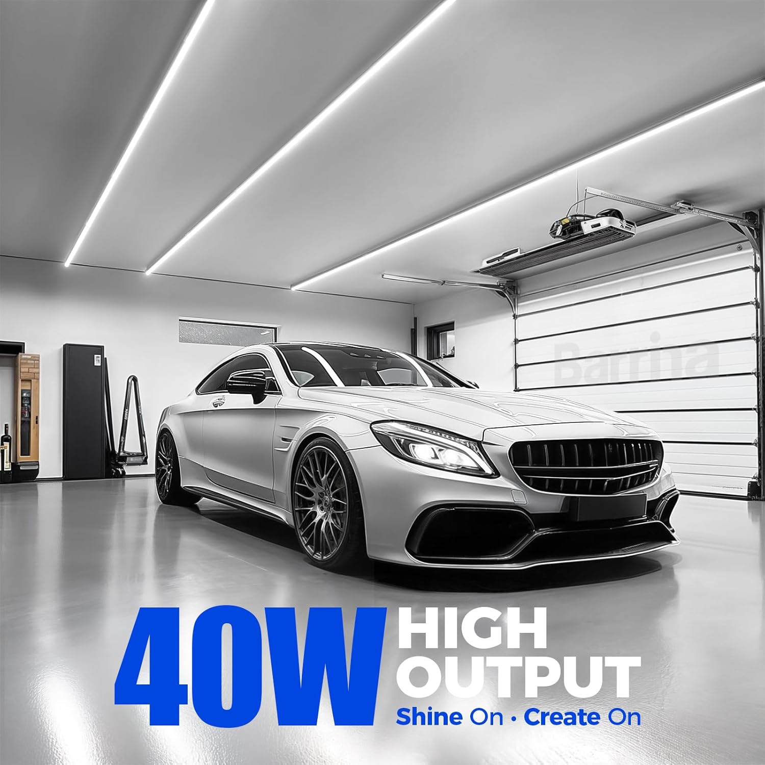 Barrina LED Shop Lights 4FT, 40W 5500LM 5000K Daylight White, T8 LED Garage Lights, V Shape, Clear Cover, High Output Tube, Linkable 4 Foot LED Strip Light for Workshop, Warehouse with Plug, 10 Packs