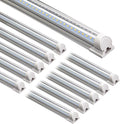 Barrina LED Shop Lights 8FT, 72W 10000LM 5000K, Daylight White, T8 LED Garage Lights, V Shape Clear Cover, High Output Tube, Linkable 8 Foot LED Strip Light for Workshop, Warehouse with Plug, 10 Packs