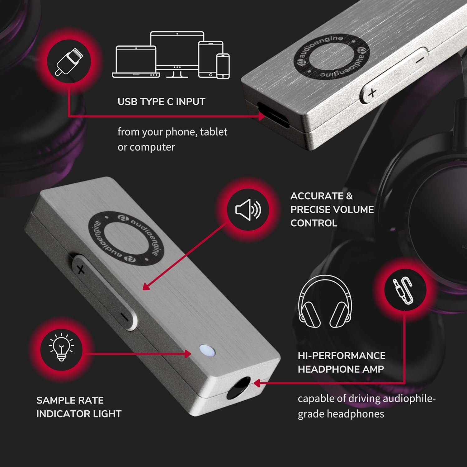 Audioengine DAC3 32-Bit Mobile Headphone Digital to Analog Converter for Hi-Res Music and Audio