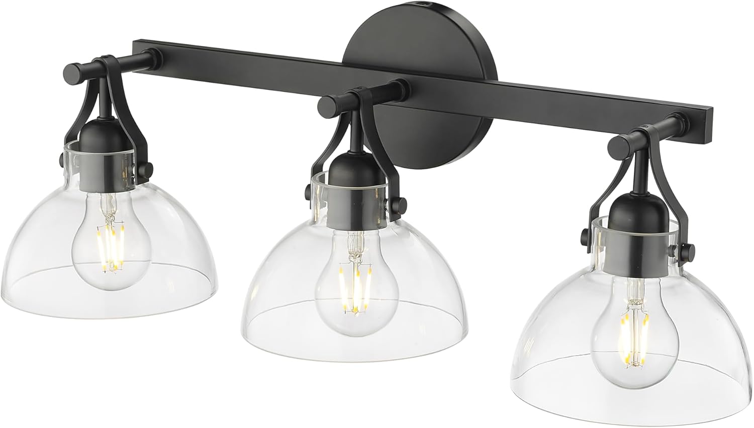 ML Lighting | 24103-MB | Indoor 3 Light Vanity in Matte Black with Clear Glass Shade | Elegant and Versatile Design for Any Bathroom